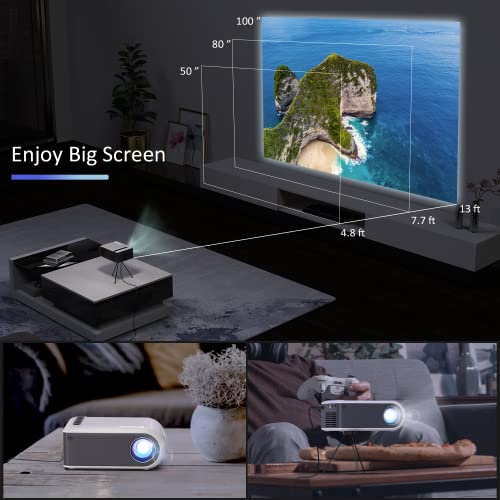 Kolexa Portable WiFi Projector 1080P, Mini Projector for iPhone, Home Theater Movie Projector Compatible with iOS, Android Systems, Laptop, DVD, TV Stick, HDMI, USB