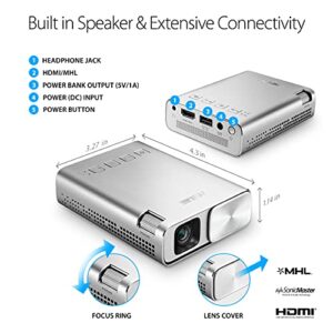 ASUS ZenBeam E1 Portable Mini Projector with Speakers HDMI/MHL 6000mAh Battery up to 5 hours | Auto Keystone | Award winning design | 2 Years Warranty