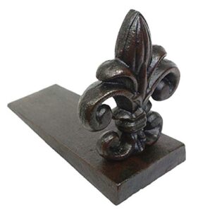 lulu decor 100% cast iron fleur de lis door stopper, 5 lbs 11 oz, well built door stopper, 6.50″ h, 8″ l