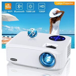5g wifi bluetooth native 1080p projector, ailessom 15000 lm 450″ display support 4k movie projector, high brightness for home theater and business, compatible with ios/android/tv stick/ps4/hdmi/usb