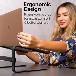 TALK WORKS Ergonomic Laptop Stand for Desk - Universal Compatibility Computer Monitor Riser Stand Pedestal for Desktop w/ Padded Silicone Grip