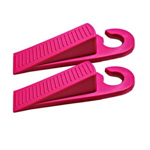 spdtech 2 pack door stops pink with hanger multi surface anti slippery door stop with heavy duty design flexible and wedge non scratching door holder suitable for clearance height less than 1 inch