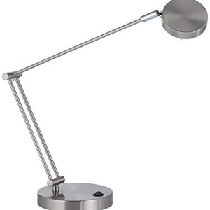 360 Lighting Jarrett Modern Desk Lamp 19" High Satin Nickel Silver Metal LED Adjustable Arm Rotating Head for Bedroom Living Room House Home Bedside Reading Office Entryway Kids Family