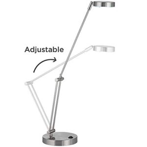 360 Lighting Jarrett Modern Desk Lamp 19" High Satin Nickel Silver Metal LED Adjustable Arm Rotating Head for Bedroom Living Room House Home Bedside Reading Office Entryway Kids Family