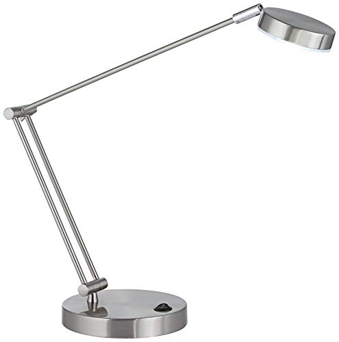 360 Lighting Jarrett Modern Desk Lamp 19" High Satin Nickel Silver Metal LED Adjustable Arm Rotating Head for Bedroom Living Room House Home Bedside Reading Office Entryway Kids Family