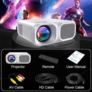 Weochi Native 1080P WiFi Projector, 9500L Bluetooth 5G Video Projector, 400 ANSI Keystone Home/Outdoor Wireless Portable Projector Compatible with Phone, PC,PS4