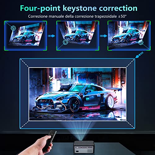 VGKE Smart Projector T28S[Upgraded] 15000L/580 ANSI Ultra High Definition 1080P, Supports 4K WiFi Projector, 4D Keystone Correction, LCD Ultra-high Brightness Video Projector 300" iOS/Android