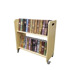 fixturedisplays® wood book cart library cart pew cart magazine rack moving cart rolling storage cart 32x30x13″ 10968