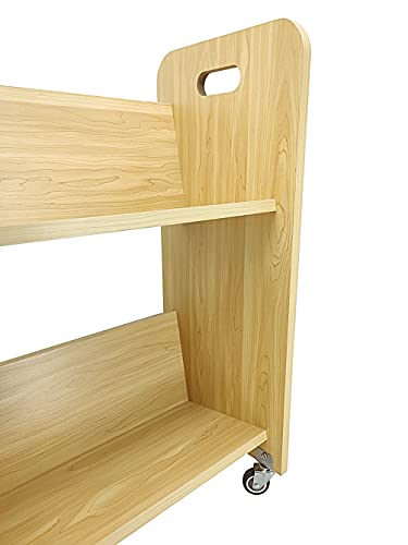 FixtureDisplays® Wood Book Cart Library Cart Pew Cart Magazine Rack Moving Cart Rolling Storage Cart 32X30X13" 10968