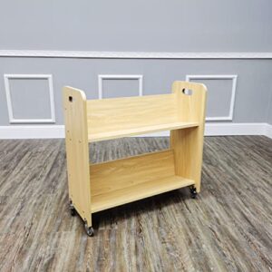 FixtureDisplays® Wood Book Cart Library Cart Pew Cart Magazine Rack Moving Cart Rolling Storage Cart 32X30X13" 10968