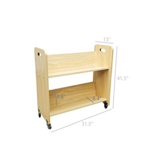 FixtureDisplays® Wood Book Cart Library Cart Pew Cart Magazine Rack Moving Cart Rolling Storage Cart 32X30X13" 10968