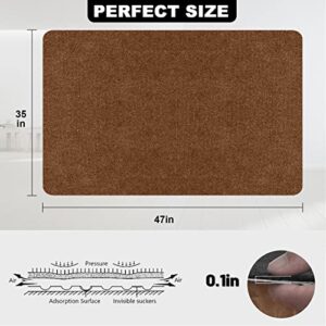 Office Chair Mat for Hardwood Floor, 47"x35" Computer Gaming Rolling Chair Mat Low-Pile Floor Protectors, Anti-Slip Computer Chair Mats for Home Office (47"x35", Brown)