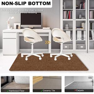 Office Chair Mat for Hardwood Floor, 47"x35" Computer Gaming Rolling Chair Mat Low-Pile Floor Protectors, Anti-Slip Computer Chair Mats for Home Office (47"x35", Brown)