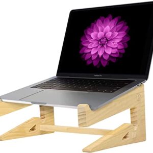 Thibault Laptop Stand for Desk, Laptop Riser Computer Stand Wooden MacBook Stand, Ergonomic Laptop Holder Compatible with MacBook/Dell/HP/Lenovo 10-17 Laptops, Work from Home Laptop Riser