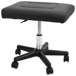 vivo mobile footrest with wheels, ergonomic rolling ottoman leg rest for work comfort, height adjustable computer desk stool with thick padding, office seat, black, chair-s04f