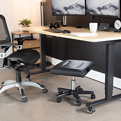 VIVO Mobile Footrest with Wheels, Ergonomic Rolling Ottoman Leg Rest for Work Comfort, Height Adjustable Computer Desk Stool with Thick Padding, Office Seat, Black, CHAIR-S04F