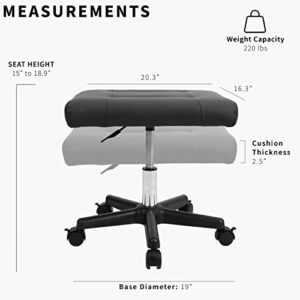 VIVO Mobile Footrest with Wheels, Ergonomic Rolling Ottoman Leg Rest for Work Comfort, Height Adjustable Computer Desk Stool with Thick Padding, Office Seat, Black, CHAIR-S04F