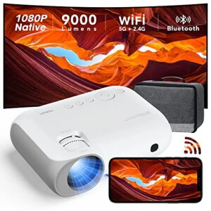 projector – 4k support portable projector bluetooth 5g wifi native 1080p, 400 ansi lumen, yoton y7 phone projector with carrying case, compatible with hdmi/vga/usb home theater movie projector