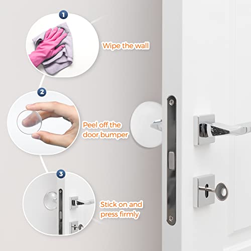 Ravinte Door Stopper Wall Protector 1.57" (12 PCS) Door Bumpers for Walls Self Adhesive Door Handle Bumpers for Kitchen Cabinets (White)