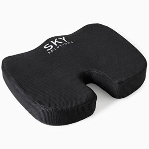 sky mat office chair cushion – 17.9 x 14 x 2.75 seat pillow for back discomfort w/ gel foam pad, mesh cover, handle and portable bag – machine washable pressure relief cushions