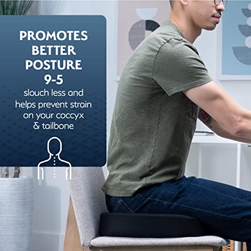 Sky Mat Office Chair Cushion - 17.9 x 14 x 2.75 Seat Pillow for Back Discomfort w/ Gel Foam Pad, Mesh Cover, Handle and Portable Bag - Machine Washable Pressure Relief Cushions