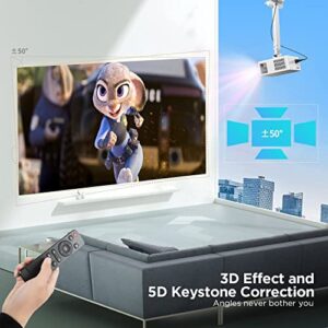 Native 1080P Projector, 9000L FHD Brightness & Uniformity, Outdoor Movie Projector with 6D Keystone Correction and ±50% X/Y Zoom, Projectors Compatible with TV Stick/HDMI/SD/AV/VGA