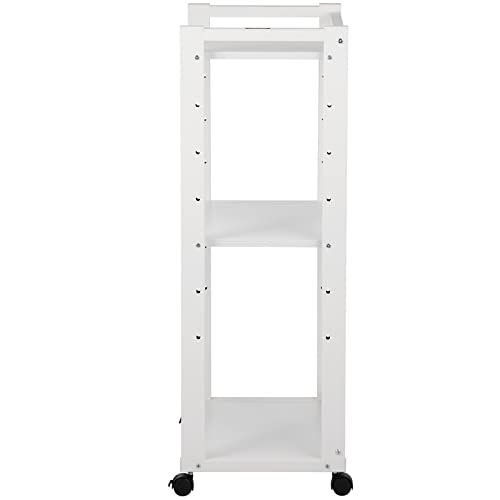 VEVOR Printer Stand, 3-Tier Rolling Printer Cart, Adjustable Storage Shelf Rack on Lockable Wheels, 19.69x 13.78x 42 inch Printer Table for Home Office Small Spaces Organization, White