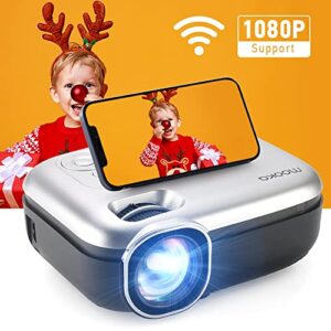 MOOKA WiFi Projector, 1080P Full HD Supported 200" Video Projector, 8000L Mini Projector, Movie Home Theater for TV Stick, Video Games, HDMI/USB/AUX/AV/PS4, iOS Android Smartphone Screen, Carrying Bag