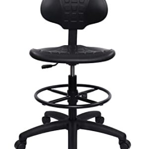 Aaron's Deluxe Polyurethane Drafting Lab Stool Chair, 18'' Adjustable Footring, 10'' Adjustable Height, 450 lb seat Capacity, Heavy Duty, Made and Built to Order here in The United States, Black