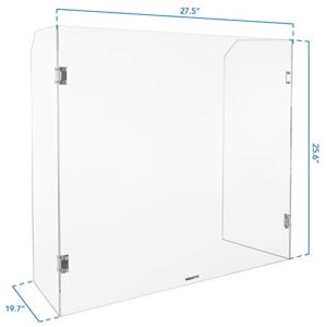Mount-It! Acrylic Protective Sneeze Guard 27.6" x 19.7" x 25.6" | Foldable Clear Plexiglass Personal Protection Shield and Partition | Three Size Coverage