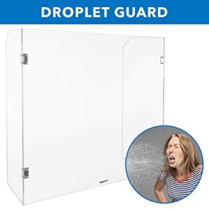 Mount-It! Acrylic Protective Sneeze Guard 27.6" x 19.7" x 25.6" | Foldable Clear Plexiglass Personal Protection Shield and Partition | Three Size Coverage