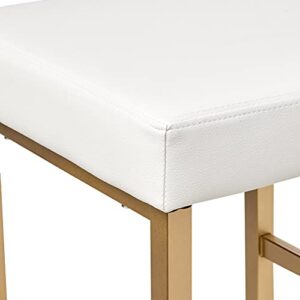 OSP Home Furnishings Backless Stool with Gold Frame, 30-Inch, White