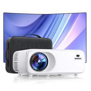 5G WiFi Bluetooth Projector 4K Support, 450 ANSI Native 1080P WIMIUS W6 Outdoor Movie Projector with 300" Display , 4P/4D Keystone, 50% Zoom, Video Projector Compatible iOS/Android/TV Stick/PS4/PPT