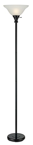 Cal Lighting BO-213-BK Floor Lamp with Smokey Glass Shades, Black Finish