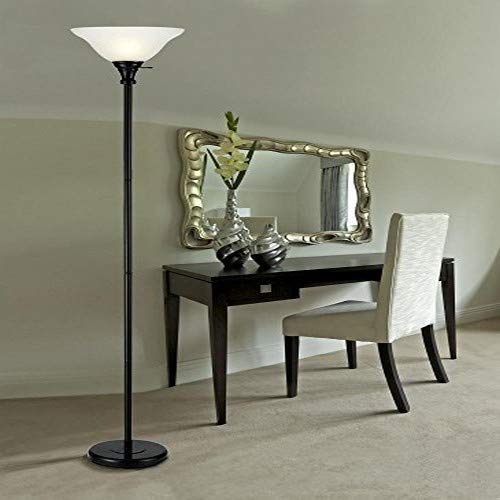 Cal Lighting BO-213-BK Floor Lamp with Smokey Glass Shades, Black Finish