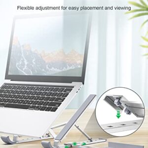 RIWUCT Laptop Stand for Desk, 9 Angles Adjustable Ergonomic Computer Stand with Detachable Phone Holder, Aluminum Cooling Portable Laptop Riser Holder Compatible with MacBook Pro Air Up to 15.6''