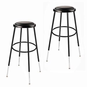 (2 pack) oef furnishings height adjustable black vinyl padded stool, 31-38″” high (oef6430h-10)