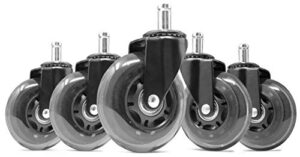 wen ca305w 3-inch polyurethane replacement office chair swivel caster wheels, 5-pack, black