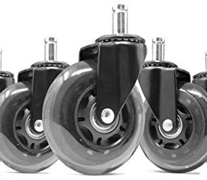 WEN CA305W 3-Inch Polyurethane Replacement Office Chair Swivel Caster Wheels, 5-Pack, Black
