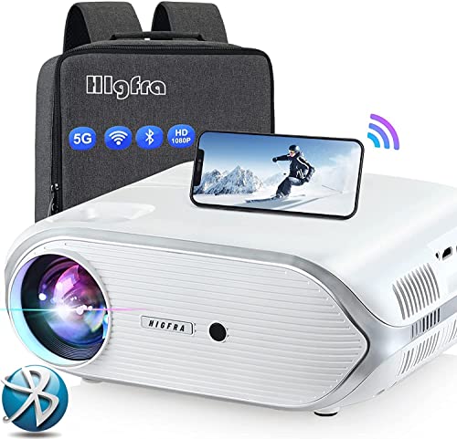 Projector with 5G WiFi and Bluetooth JIFAR 480 ANSI 16000L Native 1080P Outdoor Movie Projector 4k Support,Auto 6D Keystone&50% Zoom,Portable Smart Home LED Video Projector for Phone/PC