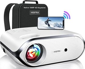 projector with 5g wifi and bluetooth jifar 480 ansi 16000l native 1080p outdoor movie projector 4k support,auto 6d keystone&50% zoom,portable smart home led video projector for phone/pc