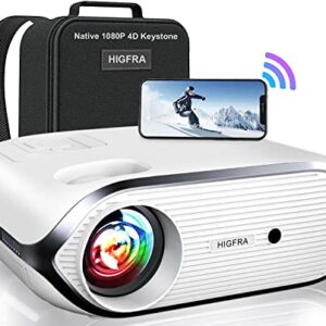 Projector with 5G WiFi and Bluetooth JIFAR 480 ANSI 16000L Native 1080P Outdoor Movie Projector 4k Support,Auto 6D Keystone&50% Zoom,Portable Smart Home LED Video Projector for Phone/PC