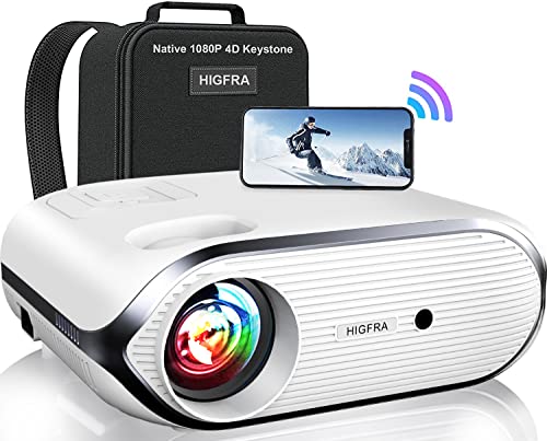 Projector with 5G WiFi and Bluetooth JIFAR 480 ANSI 16000L Native 1080P Outdoor Movie Projector 4k Support,Auto 6D Keystone&50% Zoom,Portable Smart Home LED Video Projector for Phone/PC