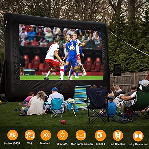 Projector with 5G WiFi and Bluetooth JIFAR 480 ANSI 16000L Native 1080P Outdoor Movie Projector 4k Support,Auto 6D Keystone&50% Zoom,Portable Smart Home LED Video Projector for Phone/PC