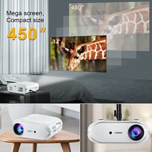 Projector with 5G WiFi and Bluetooth JIFAR 480 ANSI 16000L Native 1080P Outdoor Movie Projector 4k Support,Auto 6D Keystone&50% Zoom,Portable Smart Home LED Video Projector for Phone/PC