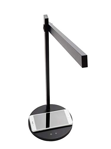 Newhouse Lighting NHDK-AD-BK Adonis Minimalist Modern LED Desk Lamp with Fast Wireless Charger for iPhone, Samsung & Qi-Enabled Phones, 3 Brightness Levels & 3 Color Modes, White, Black