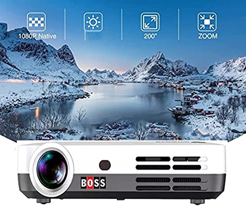 BOSS S7 Projector | 7000 Lumens | 2160P Ultra HD 4K, Android, Bluetooth, 3D Mobile Mirroring, Compatible with Mobile Phone, USB, HDMI