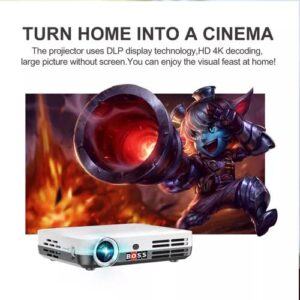 BOSS S7 Projector | 7000 Lumens | 2160P Ultra HD 4K, Android, Bluetooth, 3D Mobile Mirroring, Compatible with Mobile Phone, USB, HDMI