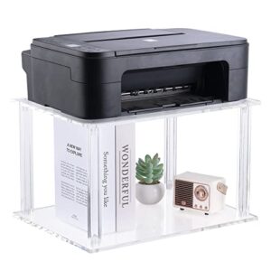 HMYHUM Acrylic Printer Stand - 2-Tier Small Home & Office Printer Table for Desktop and Under Desk, 15.75 x 11.81 x 9.65 inches, Clear
