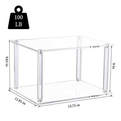 HMYHUM Acrylic Printer Stand - 2-Tier Small Home & Office Printer Table for Desktop and Under Desk, 15.75 x 11.81 x 9.65 inches, Clear